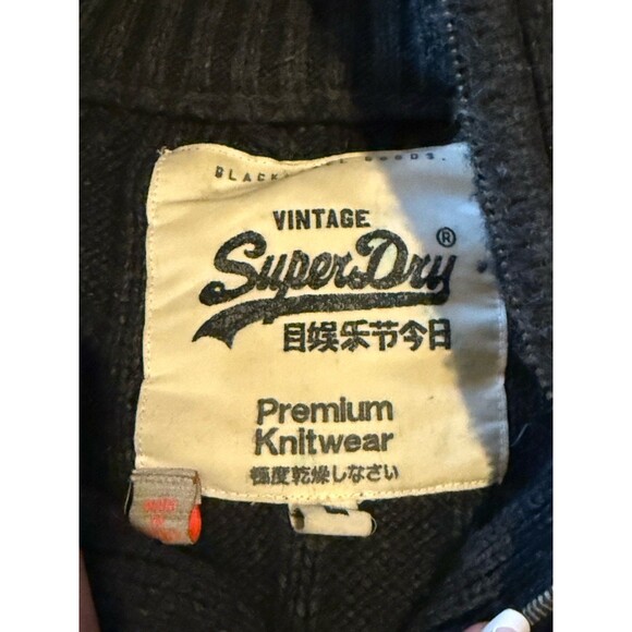 Superdry Sweater Mens L Cable Knit Half Zip Pullover Premium Knitwear - Picture 2 of 7